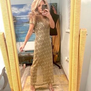 VTG Hourglass,Gold Hideaway Mesh Illusion,1974,Incredible Piece,Stretch,Size 10